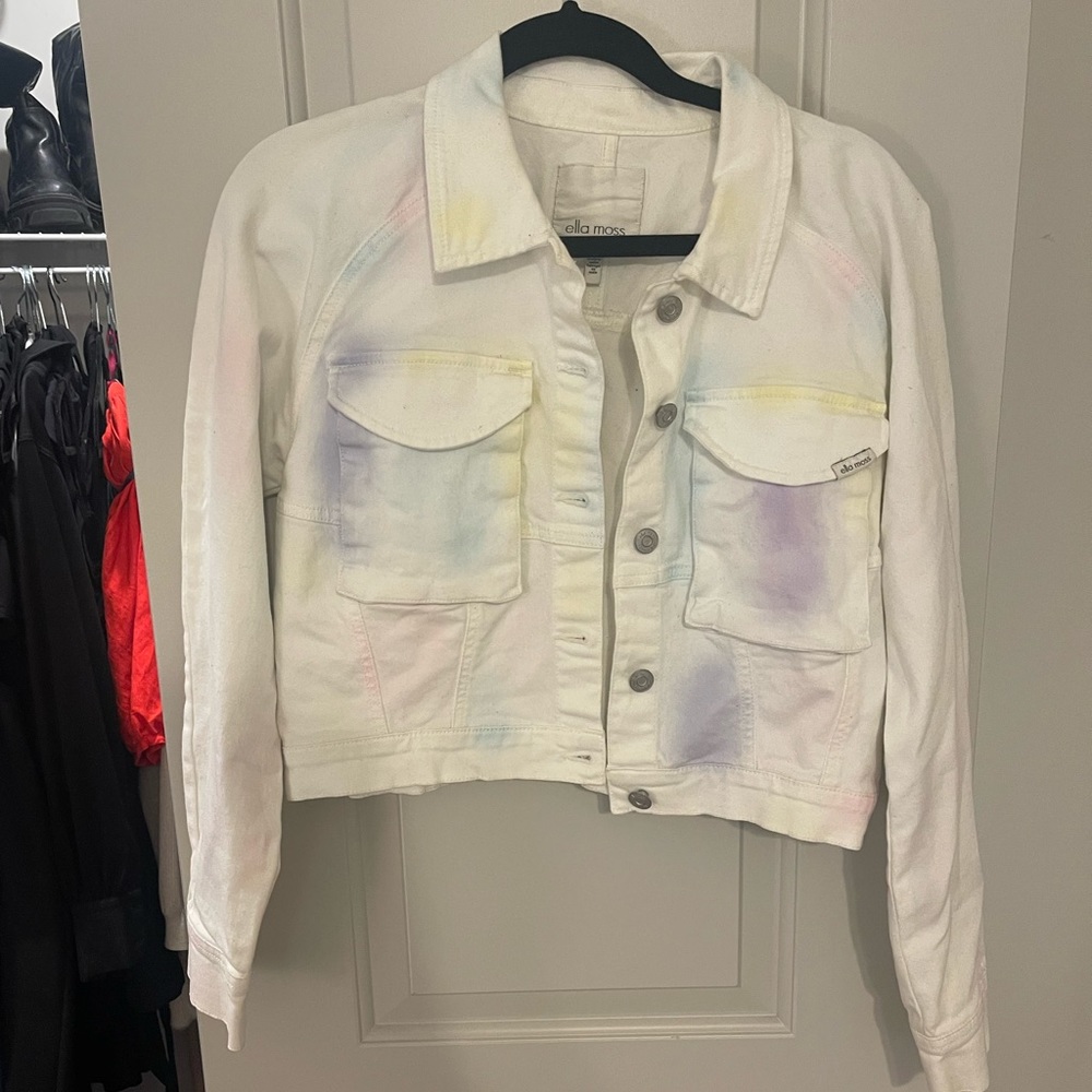 Cropped white Jean jacket